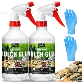 Mulch Glue - 32oz Concentrate Gravel Glue Strong Landscape Adhesive with Applicator for Landscaping, Garden - Safe Ready to Use Mulch Lock Gravel Stabilizer Glue for Pea Gravel, Rock, Leaf, Bark