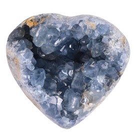 MOGEMT Raw Blue Celestite Crystal Geode Heart Shape Natural Healing Crystal Cluster Large Irregular Celestine Stone Home Decor 3-4 Lbs