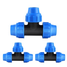 Wzzy Gurden T-Piece PE Pipe Fitting 32 mm x 32 mm x 32 mm Screw Connection PN16 DVGW Drinking Water Certified – Pack of 3, T Piece for Water Pipe for PE80 PE100 Pipes, for Water Supply