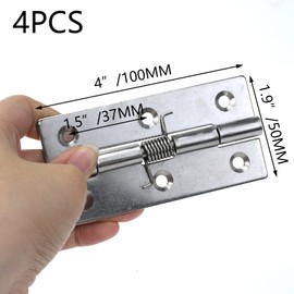 Tighall Spring Hinge Self Closing 4 Inch Length Stainless Steel, Loaded Hinges for Cabinets and Doors - 4pcs