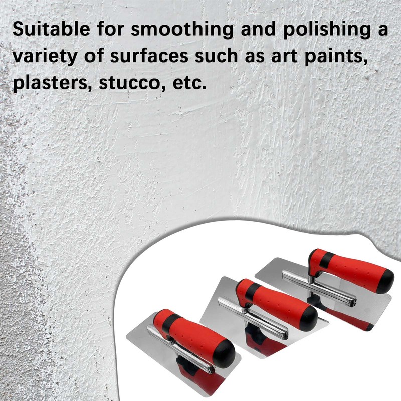 3 Pack Plaster Finishing Trowel Set, Polished Stainless Steel Paint