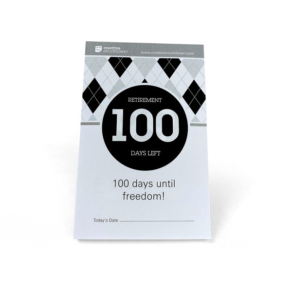 100 day Retirement Count Down 5.75"x3.75" Black and White Tear