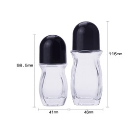 TOPWEL 2PCS 50ml/1.69oz Empty Clear Deodorant Glass Roller Bottles Refillable Massage Roll-On Bottles Containers with Plastic Roller Ball and Black Cap for DIY Deodorant Massage Oil Aromatherapy