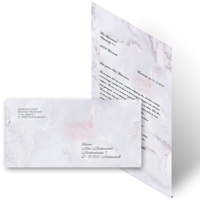 Writing Paper Sets Marble and Structure, Marble Lilac, 20 Sheets