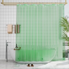 AmazerBath Shower Curtain Liner, 72x72 Transparent Mint Green Shower Curtain Liner, Lightweight Plastic Shower Curtain Liner, Waterproof Shower Liner for Bathroom with 3 Magnets and 12 Grommet Holes