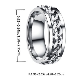 Holibanna Stainless Steel Finger Ring Band Fidget Rings Cool Chain Spinner Ring Man Rotating Jewellery for Men Women Spinner Rings Finger Jewelry