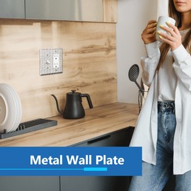 LIDER Combination Toggle Switch and Decorator Receptacle Metal Wall Plate, Corrosion Resistant, Mid-Size 2-Gang 4.88" x 4.92", 201 Stainless Steel, LMWP-1131M-HC, Hammered Chrome