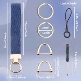 ZROSDSGY Keychain Wristlet, Stretchable Key Chain for Car Keys with Dual Keyrings & two D Ring Micro screwdriver, Adorable Wrist Lanyard for Women and Men（Cold blue）