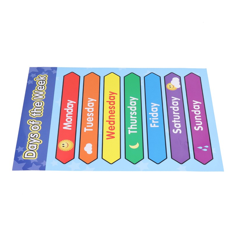 Week Poster Chart Laminated Preschool Poster Educational Toys for Kindergarten