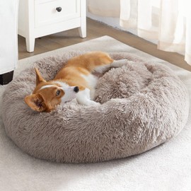WNPETHOME Calming Dog Bed & Cat Bed, Anti-Anxiety Donut Small Dog Bed, Fluffy Faux Fur Cat Cushion Dog Bed for Small Dogs and Cats (20"/24"/27"/30")
