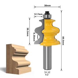 WSOOX Architectural Molding Router Bits by 1/2-Inch Shank 3PCS Woodworking molding Shape Cutters Skirt Board Router Bits