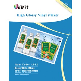 High Glossy White Vinyl Sticker For Laser Printer - Glossy White 8.5x11 Waterproof Sticker Film -20Sheets Label Uinkit