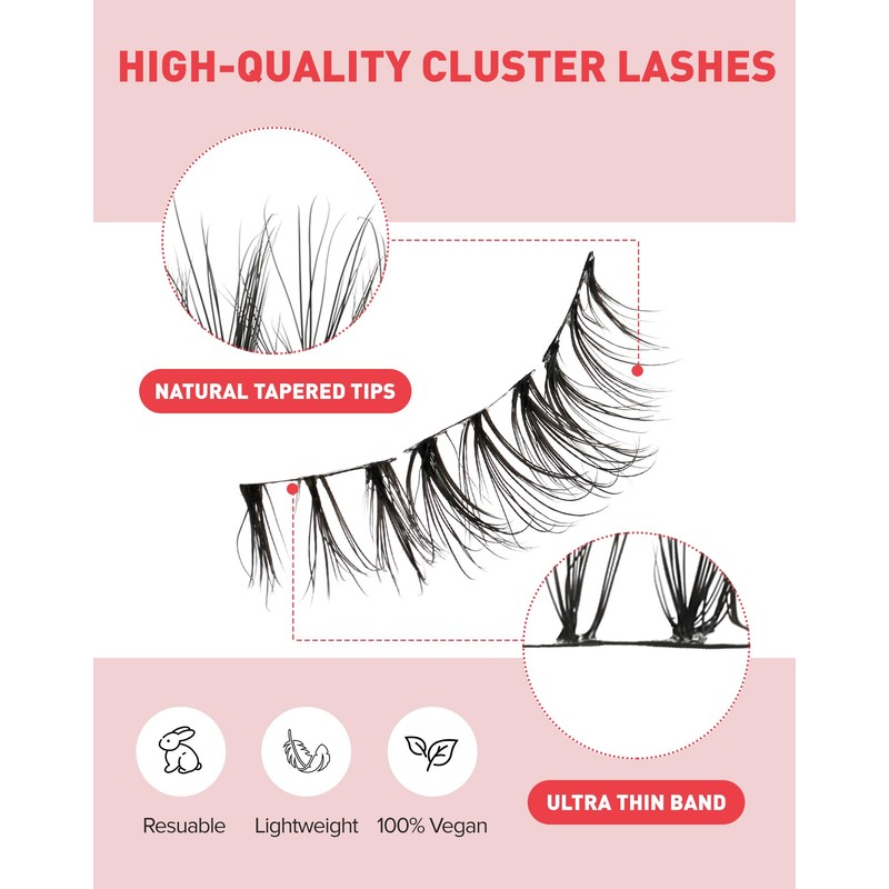 Natural Eyelashes Wispy Cluster Eyelashes C Curl DIY Eyelash Extensions
