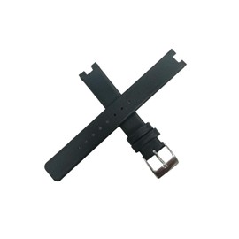 NZZXTO Replacement Leather Watch Band for Skagen 14mm wide notch 5mm lock screw strap（14mm Black-silver