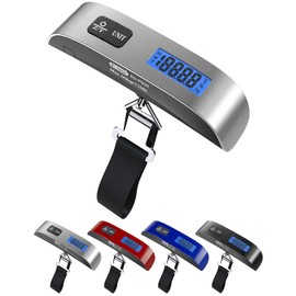 Luggage Scale Dr.meter Travel Essentials Luggage Weight Scale Backlight LCD Display 110lb/50kg Electronic Balance Digital Postal Travel Accessories with Rubber Paint Handle Temperature Sensor Silver