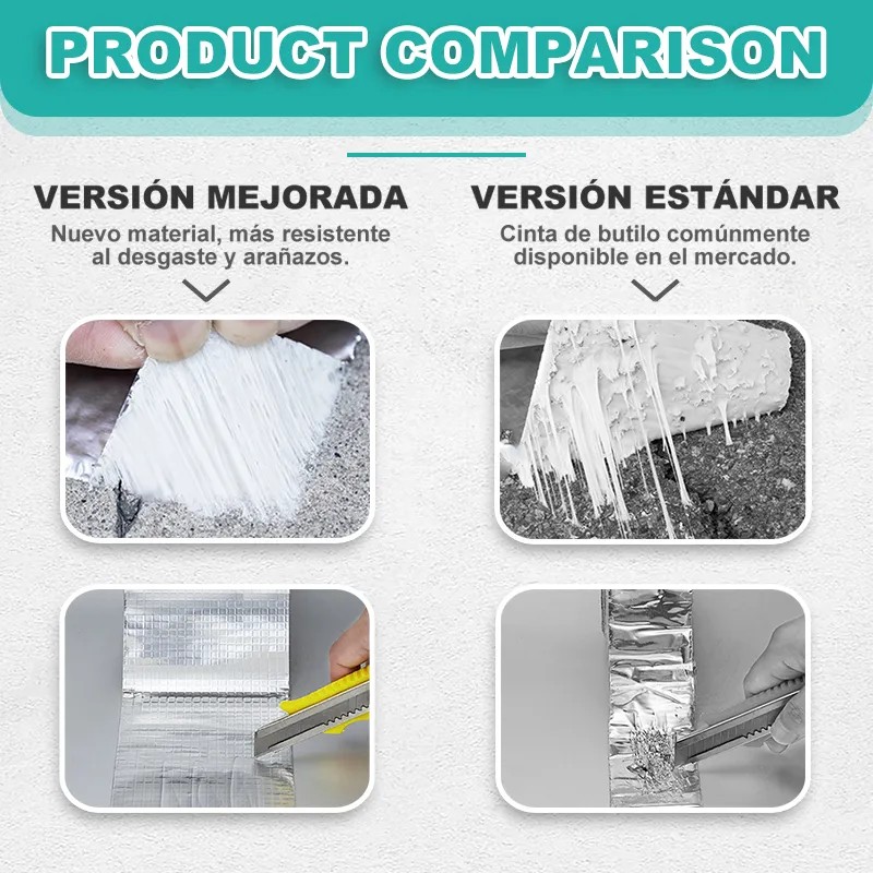 Cinta Adhesiva Aluminio Butilo Impermeable Con Cuchillo 10m