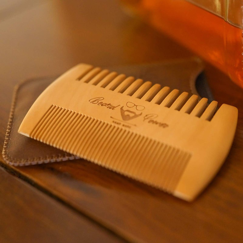 Menesia Wooden Beard Comb & Durable Case for Men Beard,