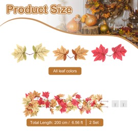 PATIKIL Fall Garlands 6.6Ft/Piece, 2 Pack Artificial Autumn Foliage Garland Maple Leaves Hanging Vines Leaf Decor for Home Wedding Fireplace Party,Deep Red/Yellow