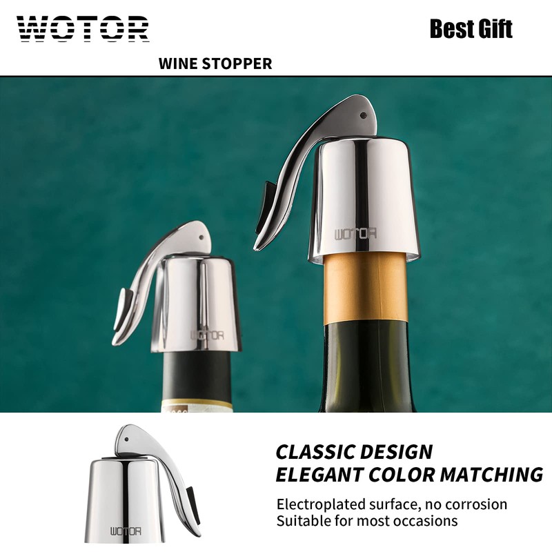WOTOR Wine Stoppers Stainless Steel Wine Bottle stopper Plug with
