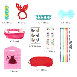 BANBALLON 120 PCS Spa Party Favors for Girls Multiple Spa Party Supplies with Nail File Toe Separators Pink Tote Bags Colorful Hair Braids Clips Eye Mask Nail Stickers Butterfly Tattoo Stickers