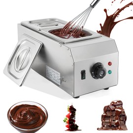 Chocolate Melting Pot, 9 Lbs 2 Tanks Chocolate Tempering Machine Chocolate Melter with TEMP Control 86~185℉, 1000W Stainless Steel Electric Commercial Chocolate Warmer and Melter