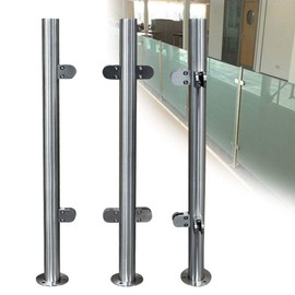 43" Glass Railing Post Glass Balustrade End Post, Stainless Steel Railing Fence Pole Handrail Fencing, Glass Railing Systems for Balcony Deck Stairs Glass Panels Post