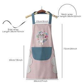 DILLMAN Women Kitchen Apron with Hand Wiping, Large Pocket, Hand Wiping, Waterproof for Cooking Baking, pink
