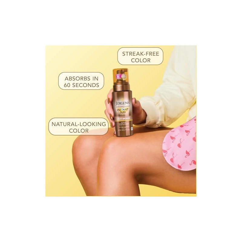 Jergens - Espuma bronceadora natural Glow Instant Sun sin sol,