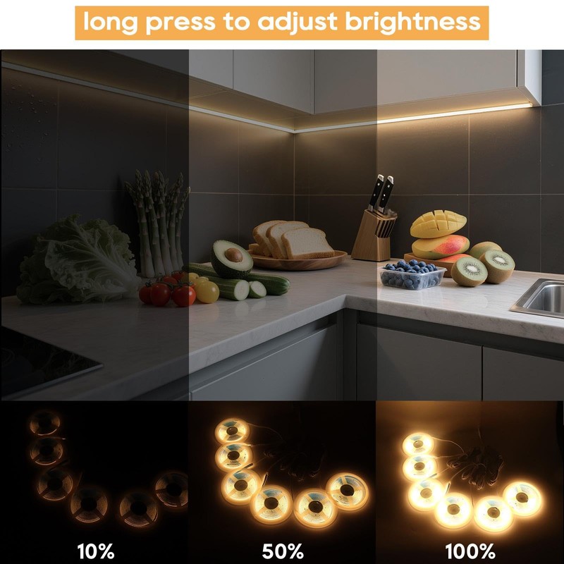 COB LED Strip 6pcs 3.3FT, Self-Adhesive LED Strips, 12V Acoustic
