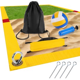 Professional Beach Volleyball Lines, Wiseek 2 inch Boundary Lines Set with Volleyball, Stainless Anchors and Carrying Bag， for Grass and Beach，Standard Sizes 30' X 60'