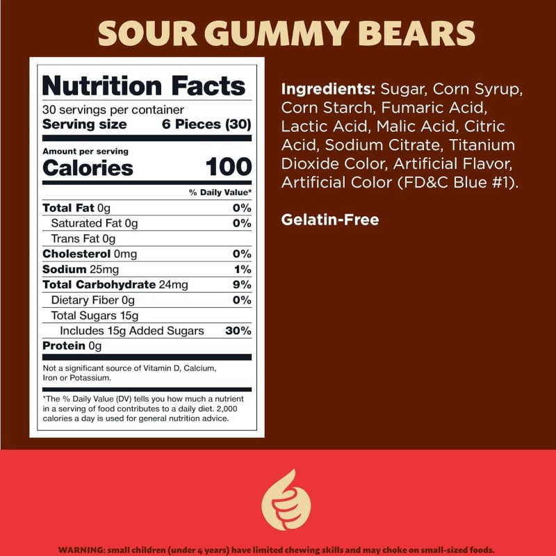 iLike! Sour Gummy Bears Candy, Gelatin-Free Blue Raspberry Teddies, 2-Pound