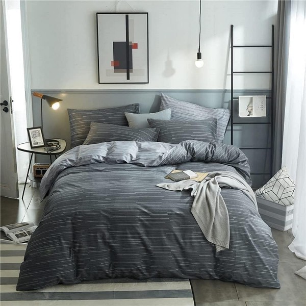 Striped Comforter Twin XL Modern Style Grey Geometric Striped Pattern