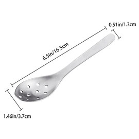 AOOSY Small Slotted Spoons,Modern Stylish Thick Heavy-weight Short handle Stainless Steel 10 Holes Durable Caviar Spoon for Soup Cereals Dips Curry Sauces Stews, Set of 2