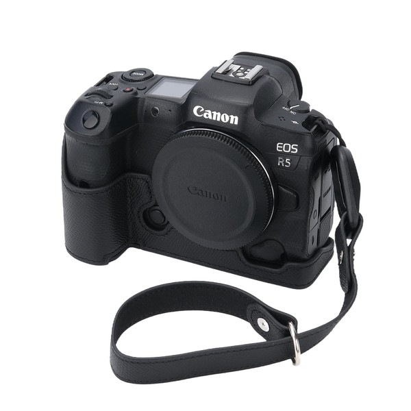 for Canon EOS R5 Camera Case,Handmade Genuine Real Leather Half
