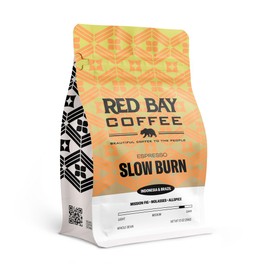 Red Bay Coffee Slow Burn Espresso Coffee Beans - Dark Roast Coffee Beans - Whole Bean Coffee - Blend of Brazilian Coffee & Sumatra Coffee Beans - 12oz Resealable Pouch of Whole Bean Espresso Coffee