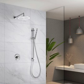 MEER FAUCETS BY CNX Mezcladora Redonda Cromada Monomando de Latón para Regadera GRATIS Toallita Limpiadora (Microfibra) y Cepillo Multiusos