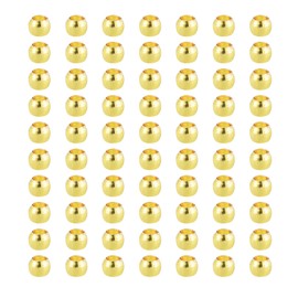 MECCANIXITY 14K Rondelle Beads OD 2 mm ID 1 mm Bright Gold Plated Gold Brass Round Metal Beads Smooth Beads for DIY Jewelry Craft Making 300 Pcs