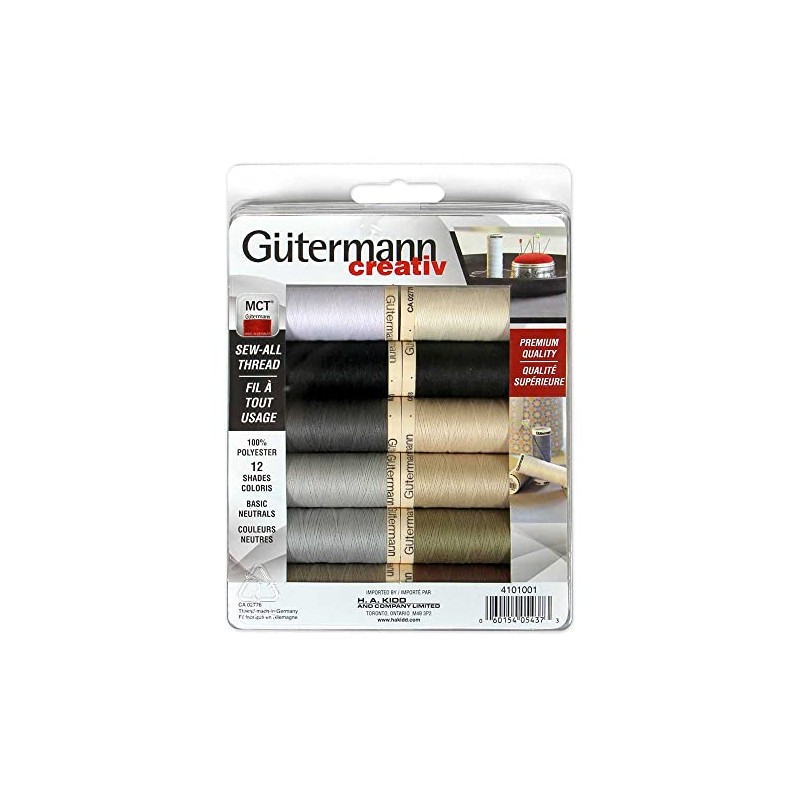 Gutermann 12 pc MCT Sew-All 100m Thread Set - Neutral