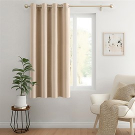 MIULEE Opaque Curtains with Eyelets, Beautiful Soft Blackout Curtains for Darkening Rooms, Curtains for Bedroom, Living Room, Thermal Curtain, Cold Protection, Beige, 140 x 160 cm (1 Piece)