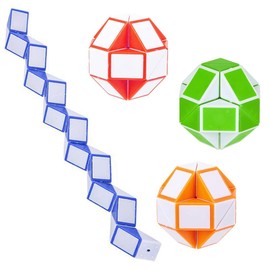 ArtCreativity Juego de 3 cubos giratorios y plegables, mini rompecabezas de serpiente para niños, juguetes sensoriales para autismo, recuerdos de fiesta de cumpleaños, rellenos de bolsas de regalo