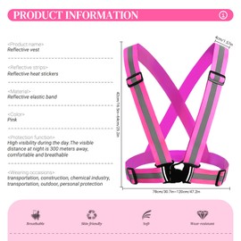 YMWALK Reflective Vest,High Visibility Vest Adjustable Safety Hi Vis Sports Gear Safety Equipment, Suitable for Outdoor Night Running Jogging Hiking Cycling Walking Men Women Kids (Pink)