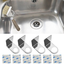 Aogigigio Dish Brush Holder - 4pcs Stainless Steel Sink Brush Holder, Universal Brush Holder Suitable for Most Sinks, Multi-Functional Storage Rack for Kitchen