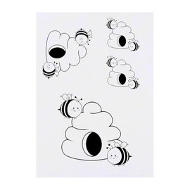 4 x 'Cute Bees & Hive' Temporary Tattoos - Water Resistant, Skin-Safe, Non-Toxic Transfers, Mixed Sizes (TO00083300)