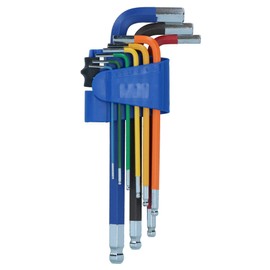 AB Tools 9pc Long MM Allen Hex Ball Ended Keys Multicoloured with Holder 1.5-10mm
