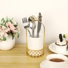 JUXYES Ceramic Silverware Holder For Tabletop, White Cutlery Holder With