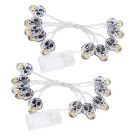 2 Pieces Skull String Lights Decorative Outdoor Lights Skull Decoration String Lights for Arranging Scenes Indoor Outdoor