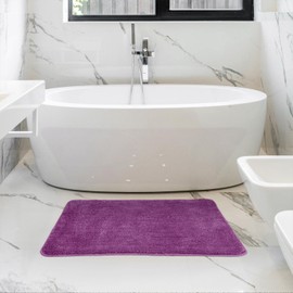 Vinsani Bath Mat Non Slip Bathroom Mat Thickened Fluffy Microfiber Machine Washable Shower Rug Ultra Soft Water Absorbent For Home Bathroom Kitchen – Purple (50 x 80cm)