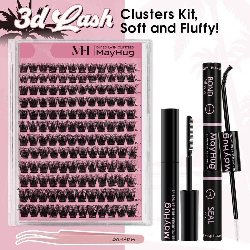 Mayhug Eyelash Extensions Set, 3D Volume Eyelash Extension, 144 Pieces,