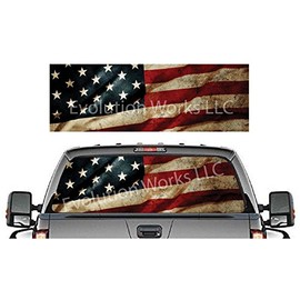 American Flag Vintage Rear Window Graphic Decal Sticker Car Truck SUV Van US 214, Large