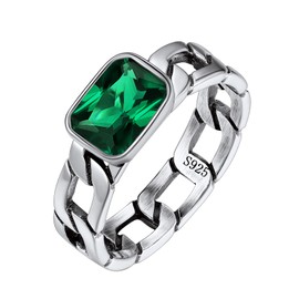 Plain Silver Chunky Dome Ring for Women Minimalist Cuban Link Stacking Band Ring Sparking CZ Accessories Size 10